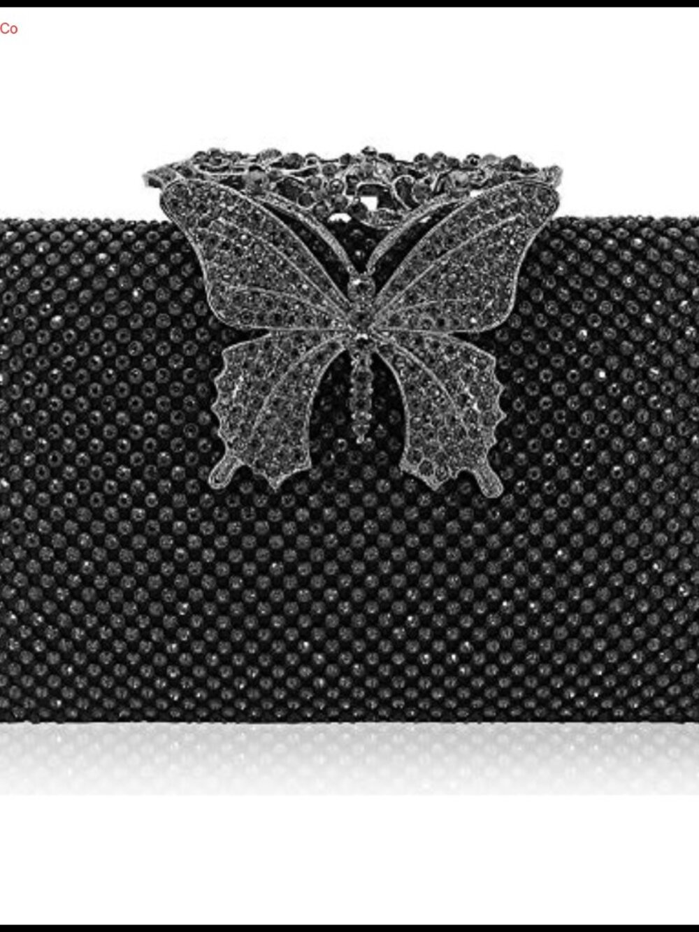 Rhinestone Crystal Butterfly Clutch Evening Bag Removable Chain Formal